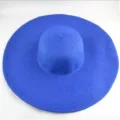 Detailaufnahme des blauen Sonnenhuts mit breiter Krempe, ideal für den Sommerstrand im Freien. - Einheitsgröße / Blau
