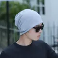 Léger bonnet slouchy respirant unicolore printemps été bonnet de nuit chimio pour unisexe - Taille unique / Gris clair