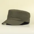 Solid green flat top military cap for men and women outdoor casual tactical cadet hat stylish sun visor - One Size / Army Green