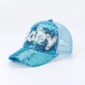 Trendy blue sequin mesh baseball cap for spring and summer daily sun protection! - One Size / Teal