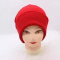 Bonnet en tricot uni rouge pour femmes et hommes, bonnet d'hiver chaud et confortable. - Rouge