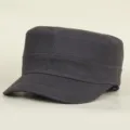 Dark Grey Military Flat Top Cap Outdoor Training Cadet Hat Unisex Casual Sport Army Cap - One Size / Dark Gray