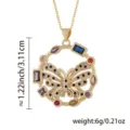Mehrfarbiger Edelstein Schmetterling Anhänger Kupferschmuck Detailansicht mit Größe. - 07