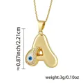 Gold-plated evil eye letter A pendant necklace, stylish turkish blue eye jewelry accessory. - Letter A