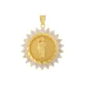 Pendentif saint plaqué or avec zircone cubique halo rond charme collier bijoux élégant. - Style 2 / Pendentif Uniquement (Sans Chaîne)