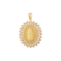 Détail de pendentif religieux doré, halo de zirconias ovales, design en relief raffiné. - Style 3 / Pendentif Uniquement (Sans Chaîne)