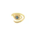 Bague ouverte œil maléfique plaquée or avec émail bleu et oxydes de zirconium pour femme. - Ouvert Réglable / Style Mauvais Œil Émail Bleu (Style 6)