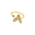 Bague ouverte élégante pour femme avec fleur en zircon scintillant et motif de mauvais œil. - Ouvert Réglable / Style Mauvais Œil Fleur Feuille (Style 7)