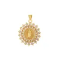 Pendentif collier de la Vierge Marie plaqué or avec design halo zircone cubique étincelant. - Style 6