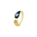 Bague ouverte œil maléfique plaquée or pour femme émail zircon anneau réglable tendance - Ouvert Réglable / Style Mauvais Œil Rayon de Soleil (Style 8)