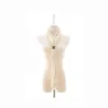 Detail view of a vintage pleated neckerchief in beige with a stylish ring buckle. - 145 - 18cm / Apricot