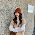 Women winter knit bucket hat, cozy warm wool blend cap, cute casual fashion headwear. - M (56-58cm) / Burgundy
