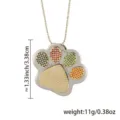 Vergulde pootafdruk huisdier hanger ketting met kleurrijke sprankelende strass steentjes. - Alleen Hanger (Zonder Ketting) / Witgoud