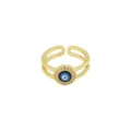 Bague Ouverte Oeil Maléfique Plaqué Or Zirconium Bague Ajustable pour Femme Mode - Ouvert Réglable / Style Mauvais Œil Torsadé Double Couche (Style 9)