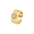 Bague ouverte Evil Eye plaque or avec des pierres en zircone ajustable femme mode - Ouvert Réglable / Style Mauvais Œil Strass Simple (Style 15)