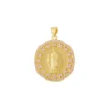 Pendentif Rond Portrait Religieux Zircon Rose Pavé Doré Collier Bijou DIY Charme Tendance - Style 15
