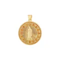 Pendentif portrait religieux plaqué or avec zircons orange, charme rond gaufré vintage DIY. - Style 17