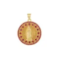 Pendentif rond plaqué or avec zircones rouges portrait vintage pour accessoires de collier - Style 18