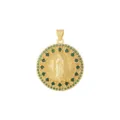 Pendentif Collier DIY Portrait Vierge Marie Zircon Vert Vintage Cuivre Plaqué Or 18K - Style 19