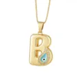 Collana con lettera B a bolla placcata in oro con pendente occhio malvagio gioielli donna - Lettera B