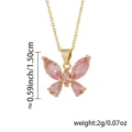 Vergoldete Kette mit rosa Kristall Schmetterlingsanhänger, elegantes Schmuckaccessoire. - 20