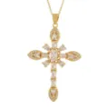 Vergoldete Kreuz Halskette glänzende klare Zirkonia Anhänger elegante Mode Schmuck für Damen - 02 Stil (Nur Anhänger)
