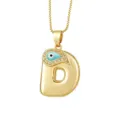 Collana con Pendente Lettera D Bubble Placcata Oro con Occhio Malefico e Zirconi SKU - Lettera D