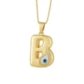 18K Gold Plated Evil Eye Letter B Pendant Necklace Turkish Blue Eye Fashion Jewelry - Letter B