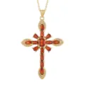 Retro vergoldete Kreuz Halskette mit roten und weißen Zirkonia Steinen. - 04 Stil (Nur Anhänger)