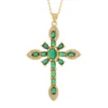 Vergoldete grüne Zirkonia Kreuz Anhänger Halskette, elegante Vintage Modeschmuck für Frauen. - 05 Stil (Nur Anhänger)
