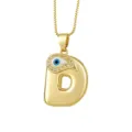 18K Gold Plated Evil Eye Letter D Pendant Necklace Sparkly Zircon Charm Jewelry Item - Letter D