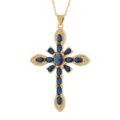 Retro blauer Zirkon Kreuz Anhänger vergoldete Halskette Variante Mode Schmuck Accessoire - 06 Stil (Nur Anhänger)
