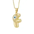 Evil Eye Letter F Pendant Necklace 18K Gold Plated Turkish Blue Eye Fashion Jewelry - Letter F