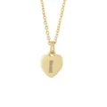 Gold-plated heart pendant necklace with shimmering stone letter i jewelry item sku. - Letter I Style / Pendant Only (No Chain Included) / Gold