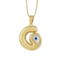 Gold plated evil eye letter pendant necklace, 18k copper metal with blue zircon fashion jewelry - Letter G
