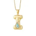 Collana con Ciondolo Lettera I Bubble Oro con Occhio Malefico Zircone Accessori Gioiello. - Lettera I