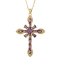 Vintage lila Zirkon Kreuz Anhänger Halskette vergoldet eleganter modischer Damenschmuck - 08 Stil (Nur Anhänger)