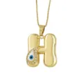 18K Gold Plated Copper Letter H Pendant Necklace with Evil Eye Blue Zircon Stones Jewelry - Letter H
