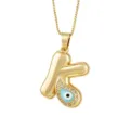 Collana con lettera K gonfia placcata in oro con ciondolo malocchio blu, gioiello elegante. - Lettera K
