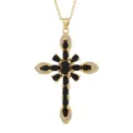 Vergoldete Kreuz Halskette mit schwarzen und weißen Zirkonia Vintage Anhänger Schmuck - 10 Stil (Nur Anhänger)