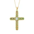 Vintage bunte Zirkon Kreuz Anhänger Halskette, vergoldeter Modeschmuck für Damen. - 11 Stil (Nur Anhänger)