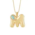 Collana con lettera M a palloncino placcata oro con ciondolo malocchio di tendenza. - Taglia M