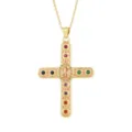 Retro mehrfarbiger Edelstein Kreuz vergoldet Halskette Anhänger Modeschmuck Variante - 12 Stil (Nur Anhänger)