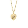 Gold plated heart pendant necklace featuring sparkling letter P charm for DIY jewelry making. - Letter P Style / Pendant Only (No Chain Included) / Gold