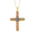 Retro mehrfarbige Zirkon Kreuz Anhänger Halskette, 18K vergoldeter Vintage-Schmuck. - 14 Stil (Nur Anhänger)