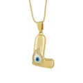 Gold Evil Eye Letter L Pendant Necklace, 18K Plated Dainty Jewelry Accessory for Women. - Letter L