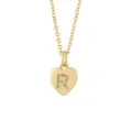 Gold-plated copper initial heart necklace with sparkling rhinestone letter R pendant fashion jewelry - Letter R Style / Pendant Only (No Chain Included) / Gold