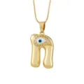 Gold-Plated Letter N Evil Eye Pendant Necklace with Sparkly Zirconia Charm Jewelry - Letter N