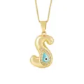 Bellissima collana con ciondolo lettera S placcata oro malocchio zircone variante oro - Taglia S