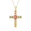 Vergoldete mehrfarbige Zirkonia Kreuz Anhänger Halskette, retro Modeschmuck Variante - 16 Stil (Nur Anhänger)